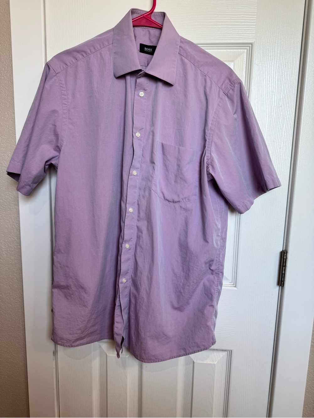 BOSS Men's Lavender Short-Sleeve Dress Shirt